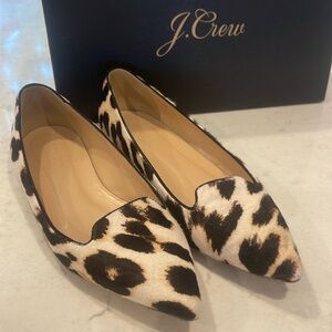J.Crew Collection Harper Calf Hair Pointy Toe Ballet Flats in size 8. Leopard